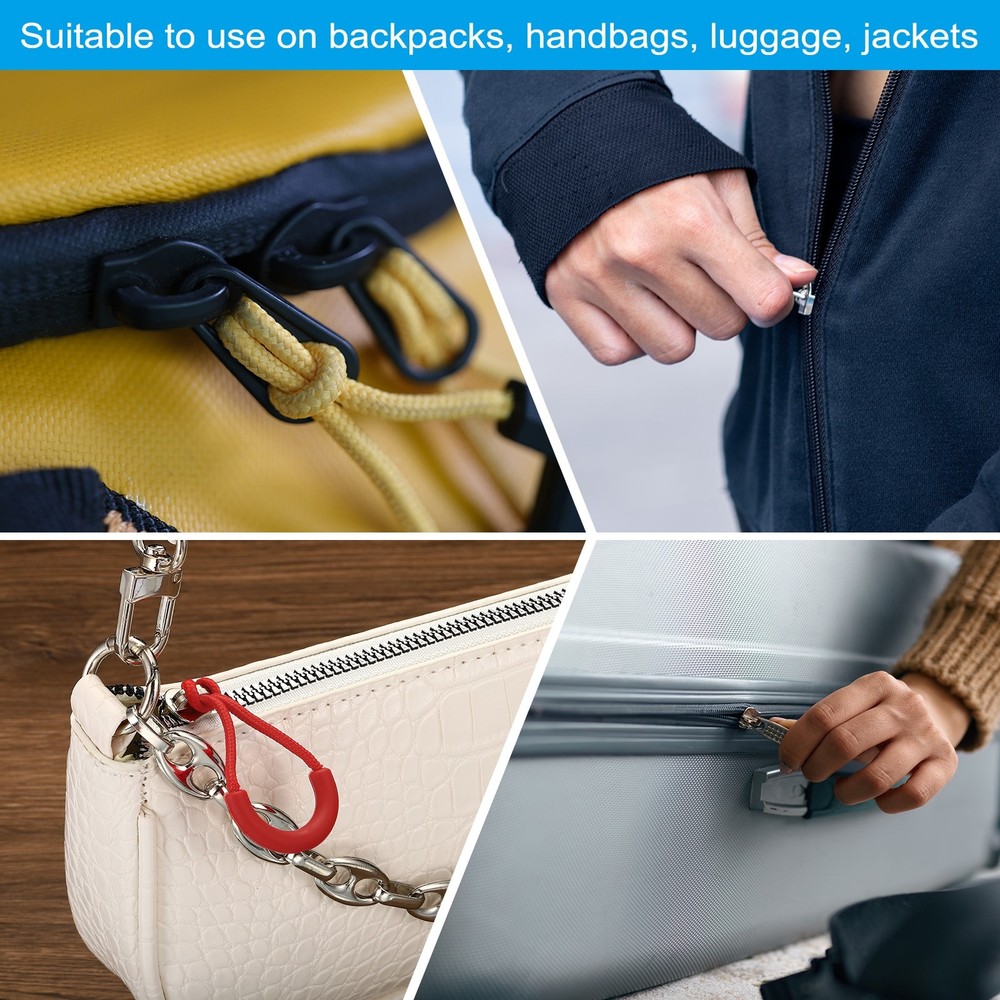 Zipper Pulls Replacement, 15 Pack Extension Cord Handle for Bags, Red
