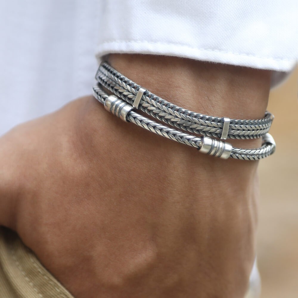 Italian silver bracelet for men , made in Italy of Solid 925 Sterling Silver