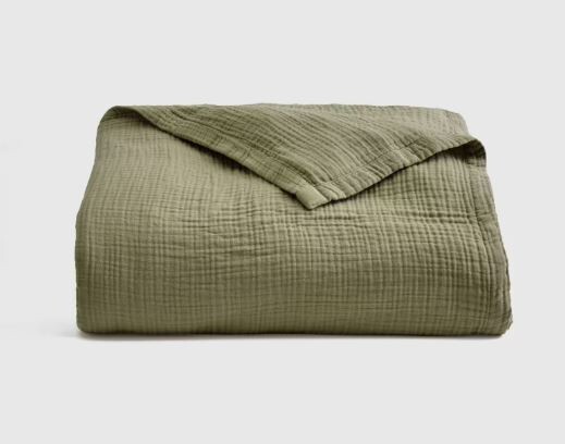 NWOT Quince King Cal King Airy Gauze Blanket Organic Cotton Olive