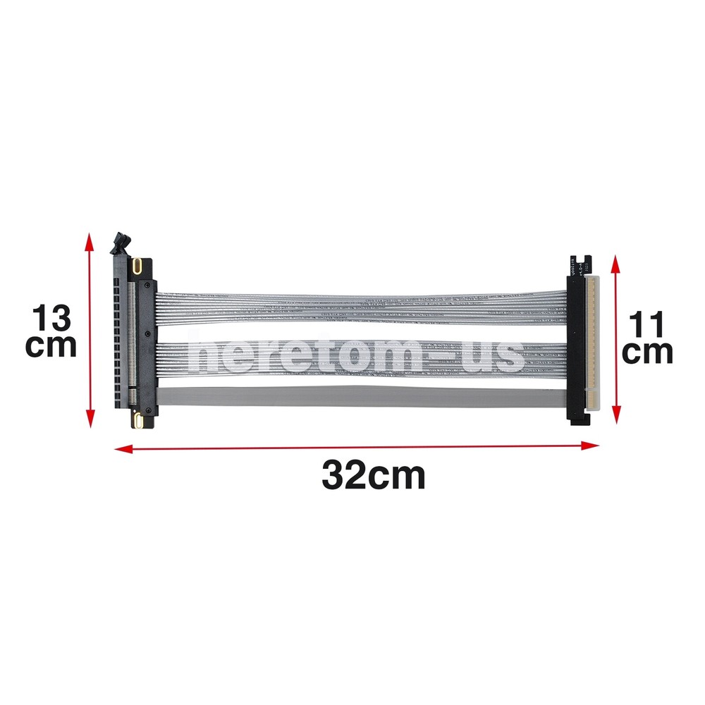 PCIE 4.0 Extension Cable 16x High Speed GPU Riser Graphics Card 180 Degree Cable