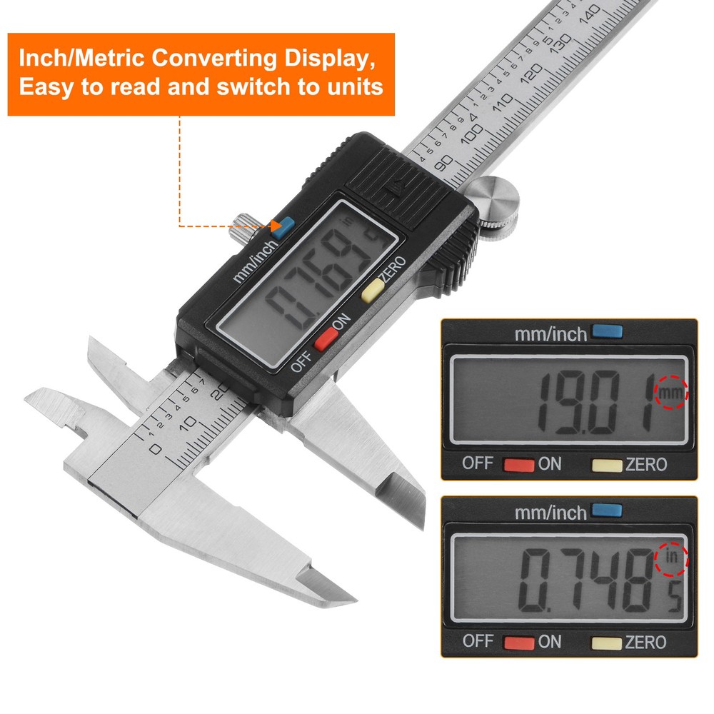 Digital Caliper 150mm/0-6 Inch Large LCD Screen Measuring Tool
