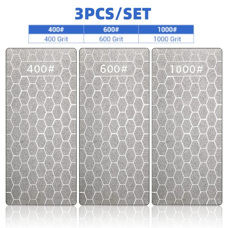 3Pcs Diamond Sharpening Stone Professional Knife Sharpener Bench Stone Plate Set