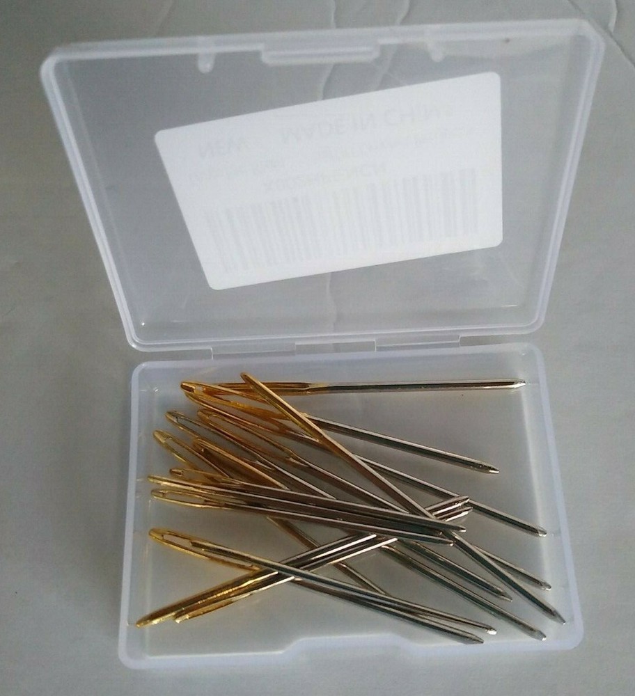 Large Eyed Blunt Tip Needles (15) 3 Different Sizes Re-Usable Box Needlecraft