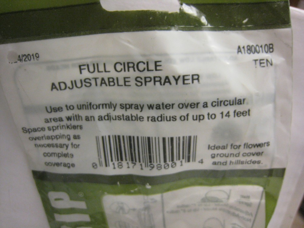 2 packs Drip Watering Stream Sprayer, Full-Circle Adjustable, 10-Pk.ea -A180010B