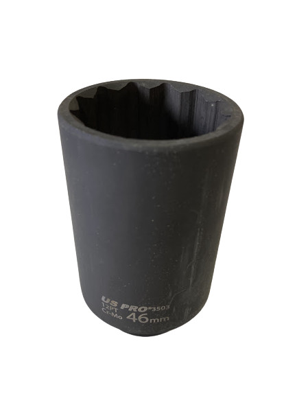 46MM HUB SOCKET DEEP IMPACT SOCKET 1/2 dr 12pt CR-MO 12 POINT AXLE NUT US PRO