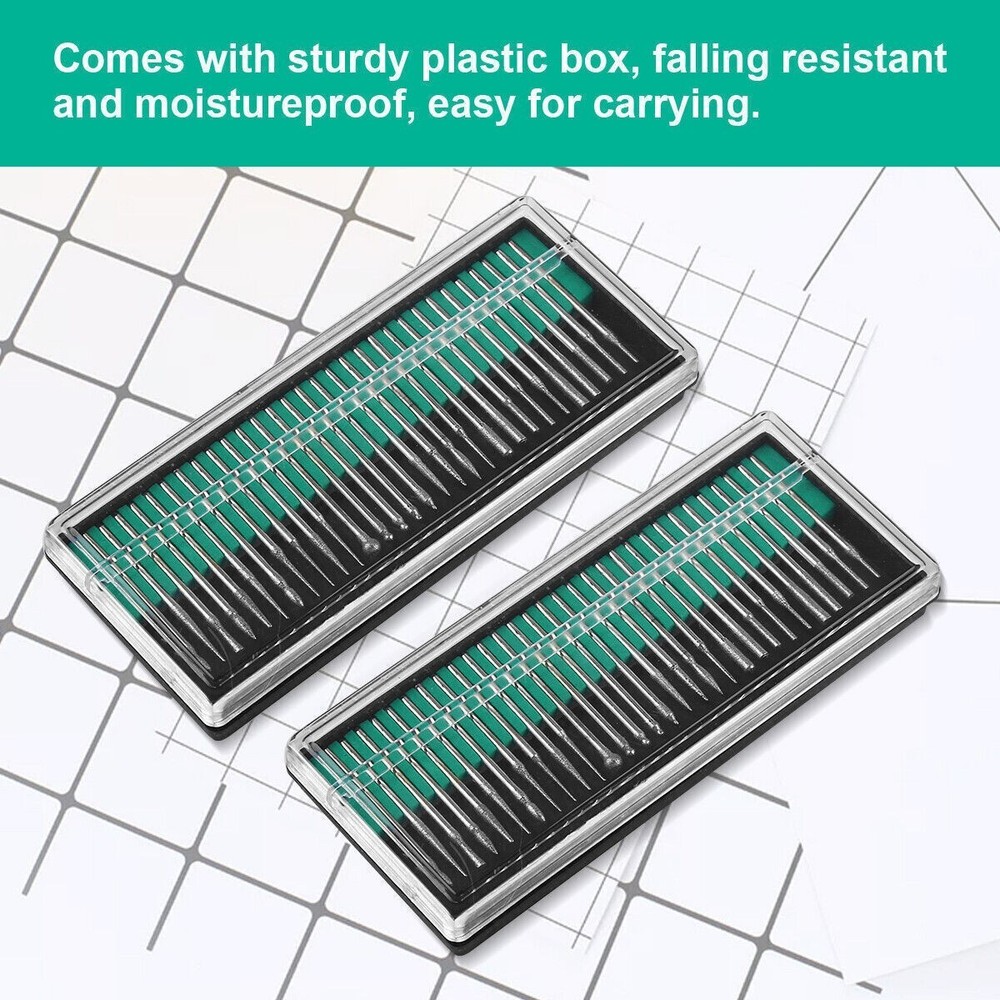 90Pcs 1/8" Diamond Burr Bits Drill Set Rotary Multi Tool Accessories For Dremel