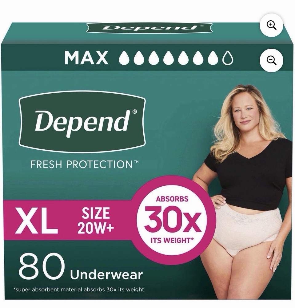 Depend Fresh Protection Max  for Women X-Large 80-Ct