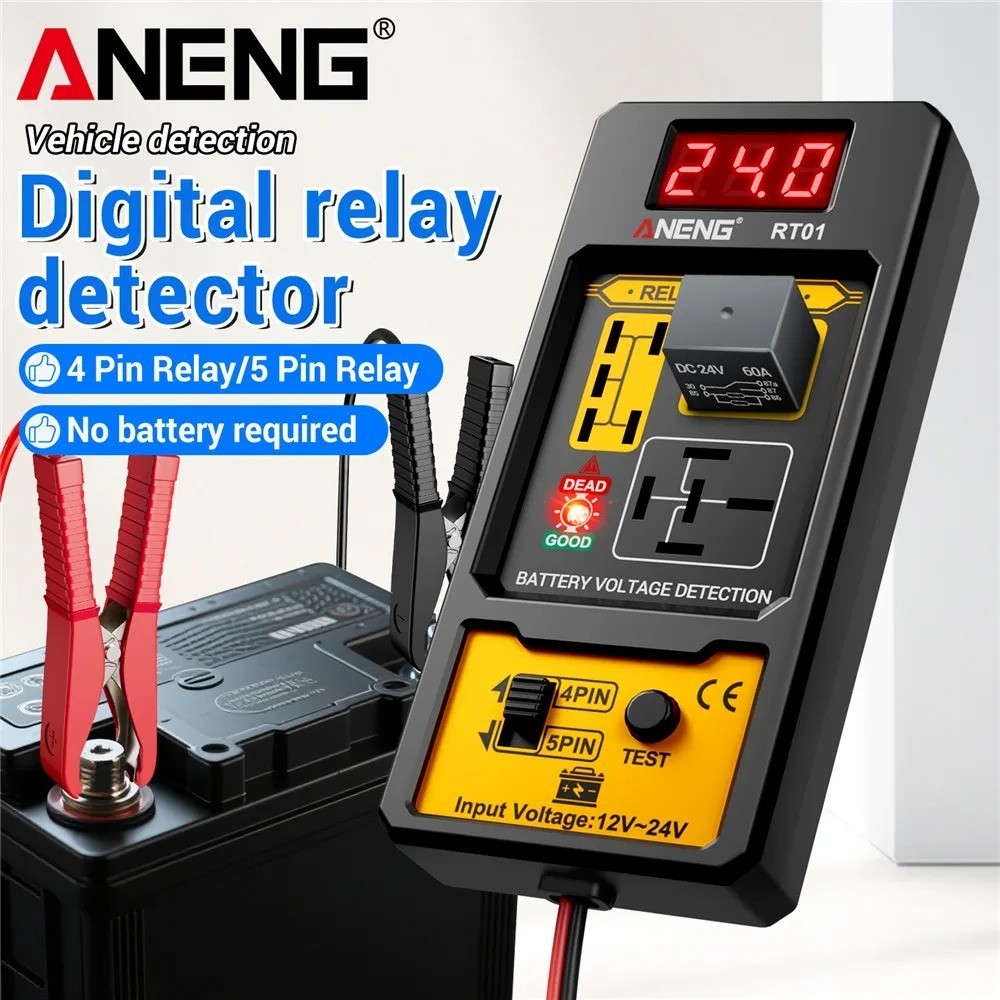 ANENG RT01 Relay Detector 11-25V Digital 4/5 Pin Car Battery Voltage Tester