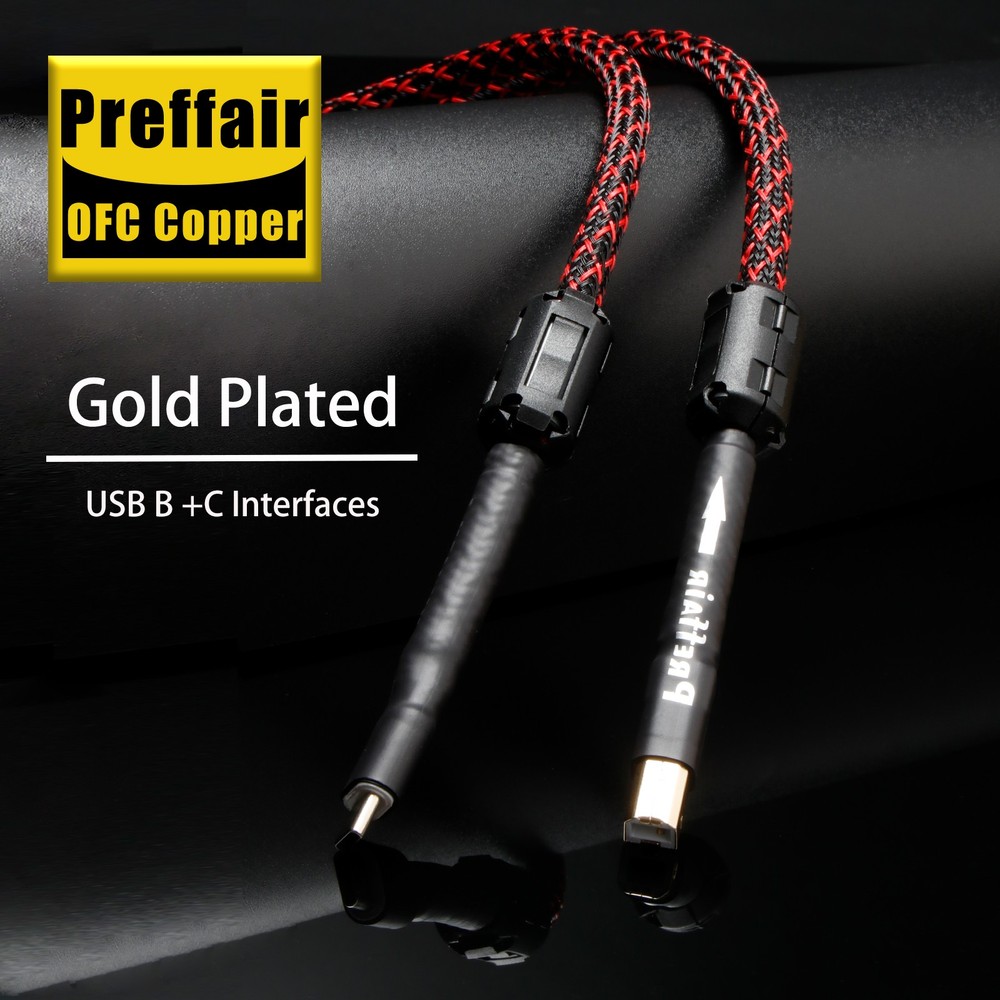 Hi-Fi USB B to USB C Data Cable Audiophile-Grade Shielded DAC Decoder USB Cable
