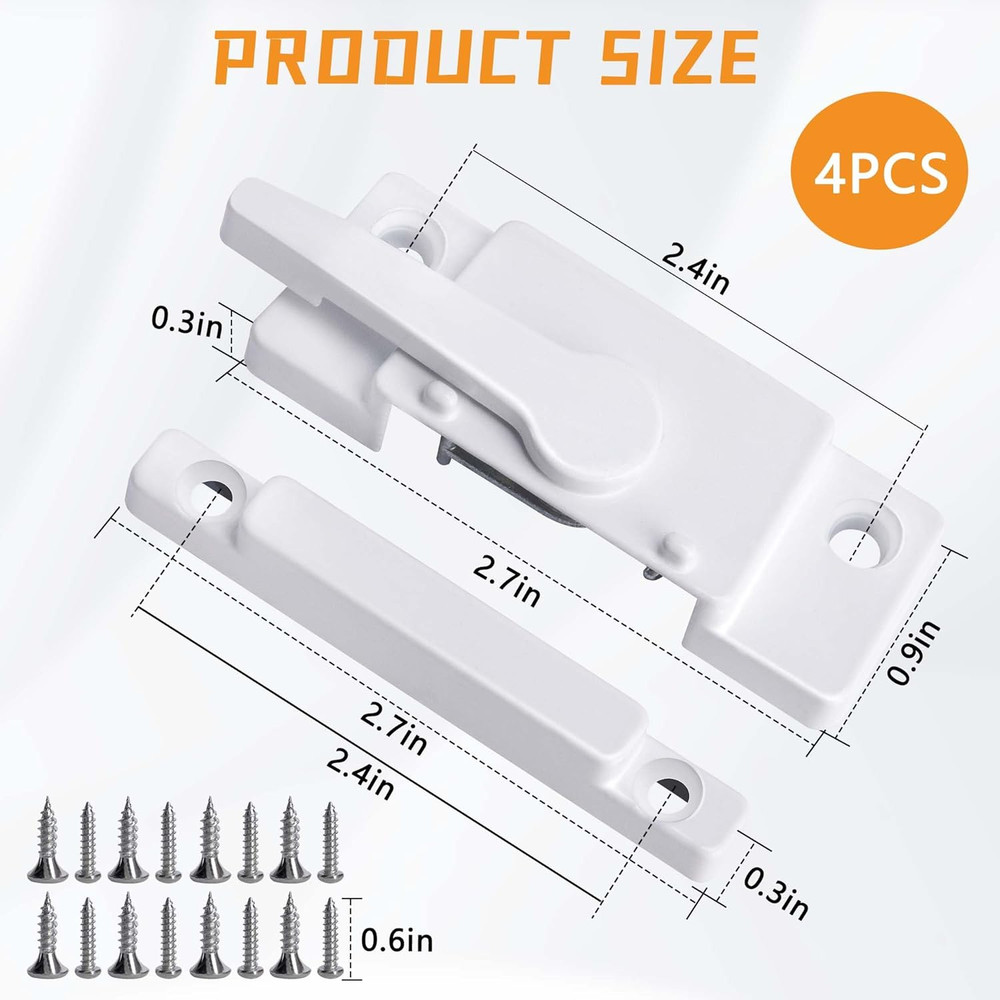 4 Pack Windows Sash Lock-Sliding Window Sash Locks for Single-Hung and Double-Hu