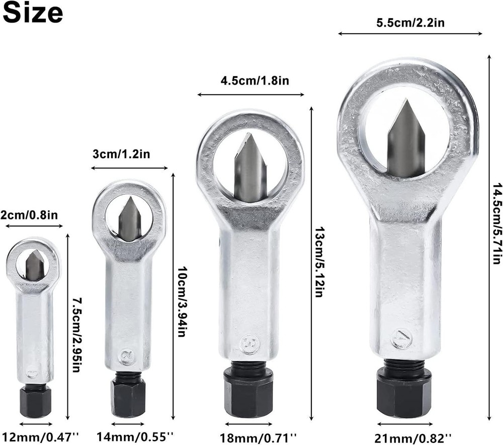 4PCS Nut Splitter Breaker 9-27mm Nut Remover Extractor Adjustable Cracker Hand