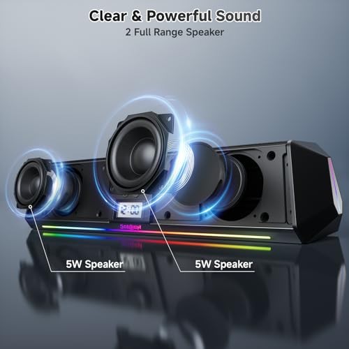 R80 Bluetooth Computer Speakers, USB Plug & Play PC Speakers with Black