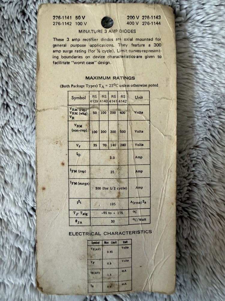Radio Shack Epoxy Rectifiers 276-1141