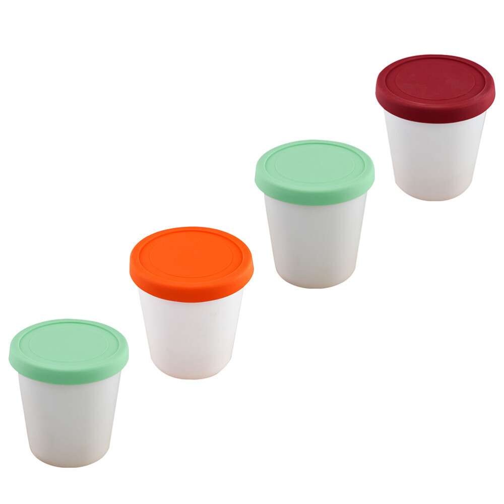 4 Pcs Homemade Ice Cream Yogurt Container Cups Stackable Freezer Containers
