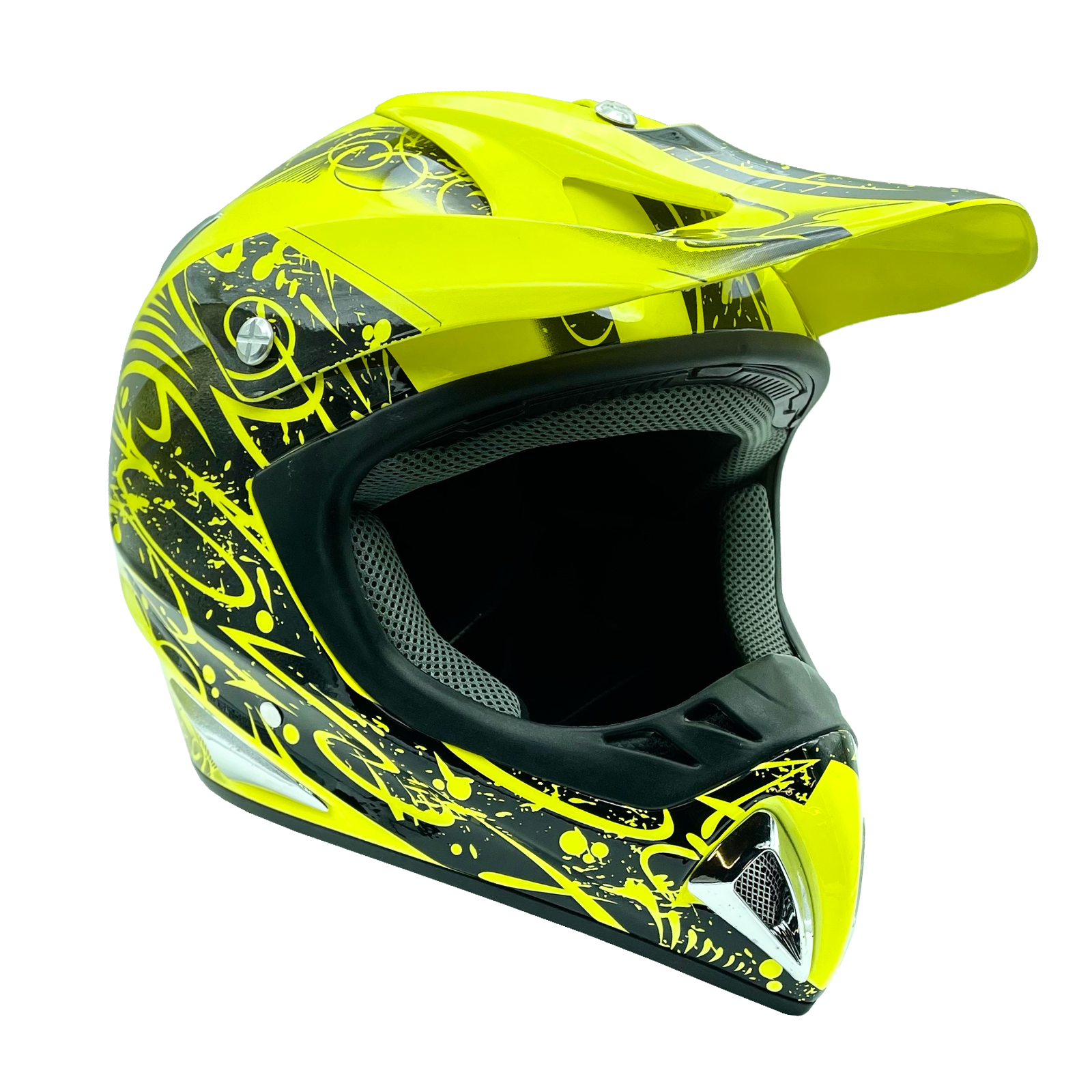 Yellow Hi-Viz Helmet Adult Dirt Bike ATV UTV Off Road ORV Motocross DOT MX