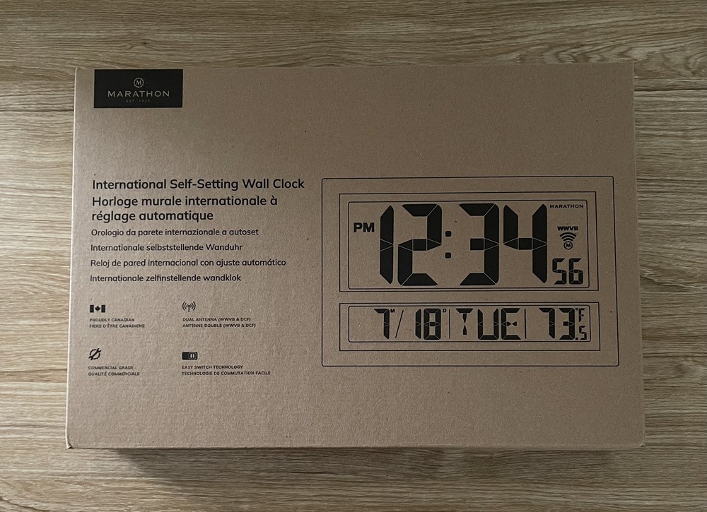Marathon Jumbo Self-Setting Wall Clock CL030025 Brand New