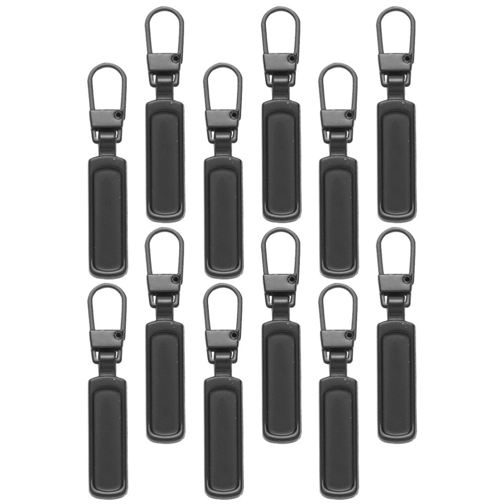 12PCS Convenient Zipper Slider Removable Sturdy Premium Black Zipper Puller