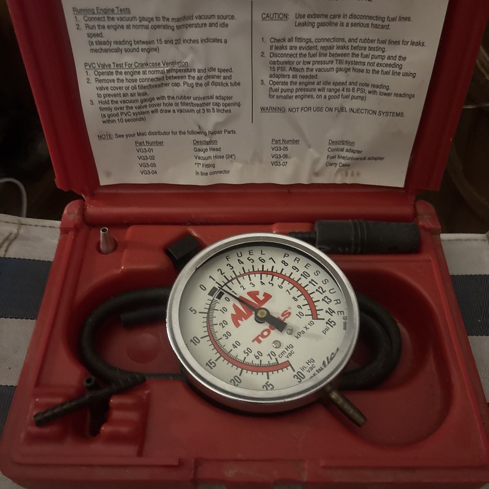 Mac Tools Vacuum/Fuel Pump Pressure Kit - VG3 in Case