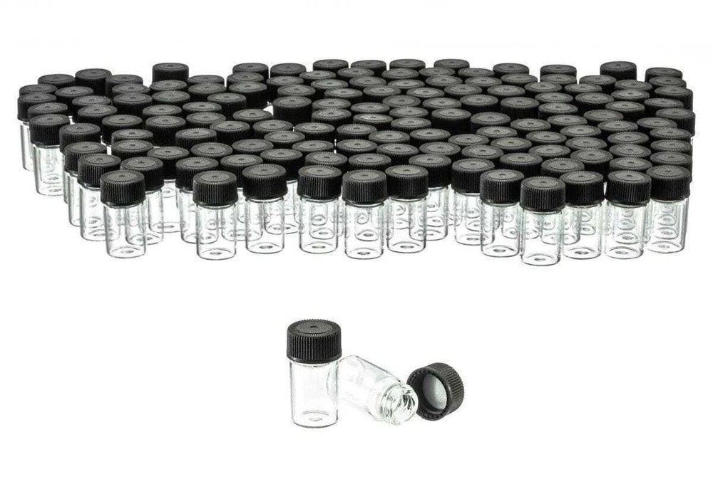 (100) Pack BULK 3ML Leak Proof Glass Vials (1"Dia/ Outer Diameter: 9/16")