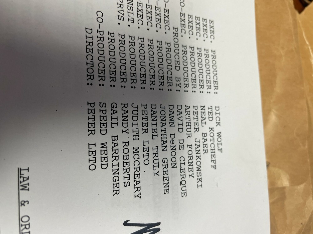 Original script from Law and Order TV shiow