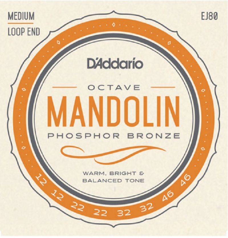 D'Addario EJ80 Phosphor Bronze Octave Mandolin Strings Medium 12-46 J80