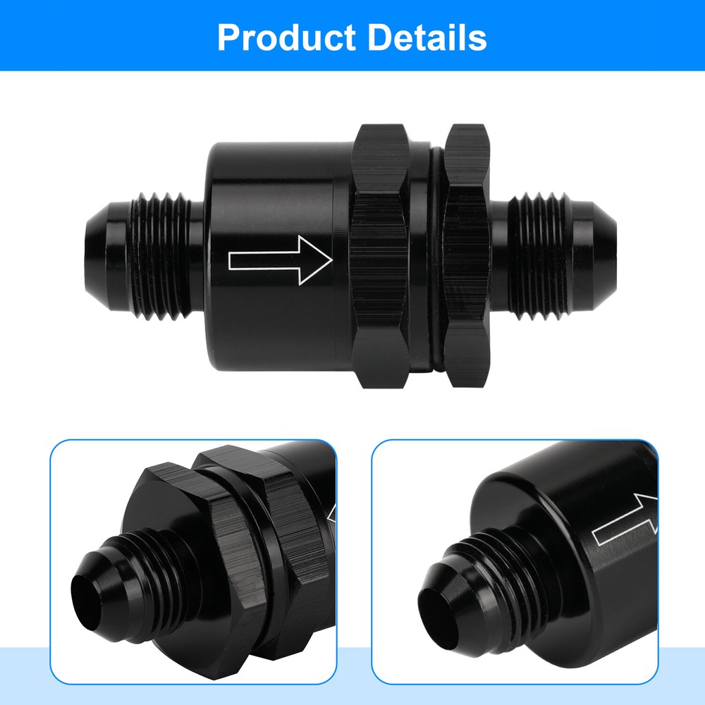 6AN Non Return One Way Inline Check Valve Fitting Aluminum-Black