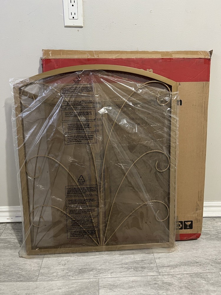 3-Panel Arched Fireplace Screen Decorative, Handcrafted Iron Spark Cover
