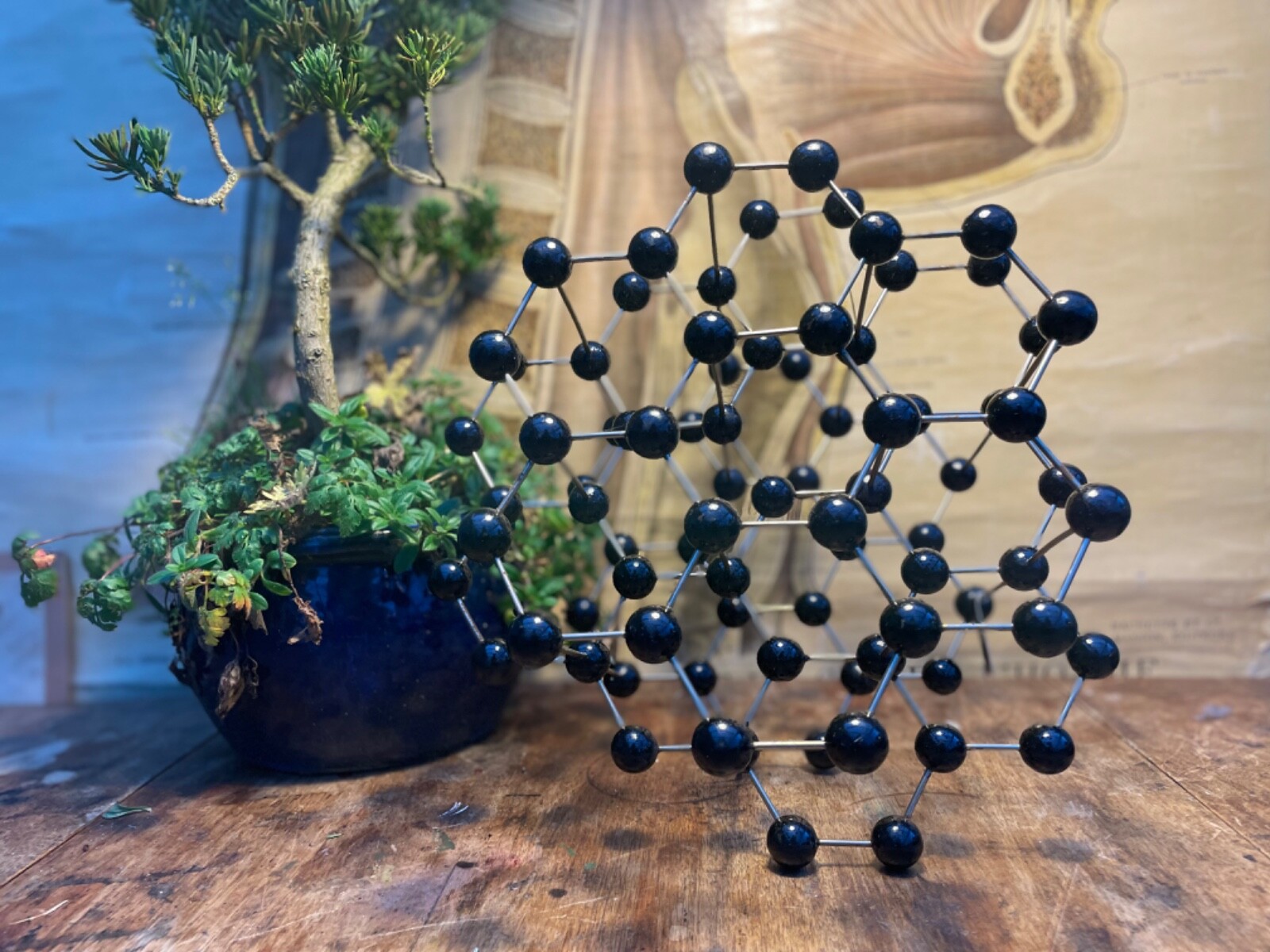 Vintage GRAPHITE educational atomic molecular model chemistry crystal structure