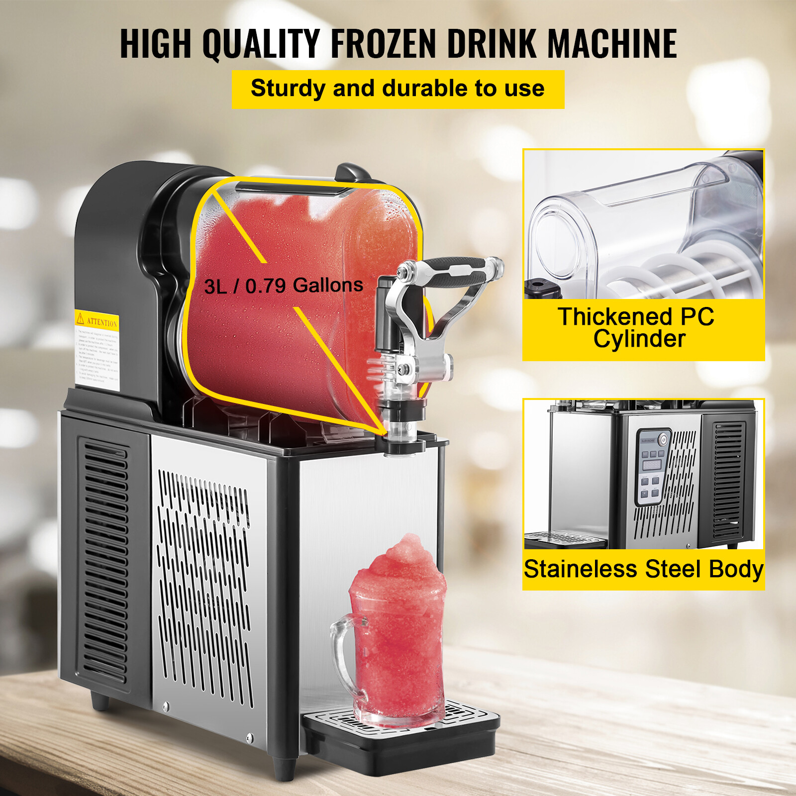 Commercial Slushy Machine 3Lx1 Slush Machine Frozen Drink Beverage Maker Cooler