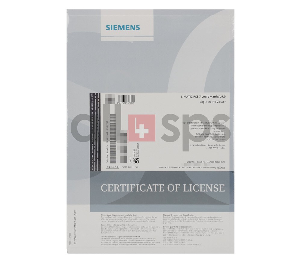 SIMATIC PCS7 LOGIC MATRIX V9.0 - 6ES7658-1JB58-2YA0 (NS)