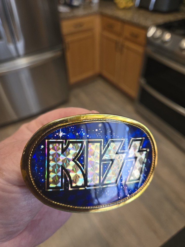 Vintage 1978 KISS Pacifica Blue Galaxy Prism Belt Buckle NICE!