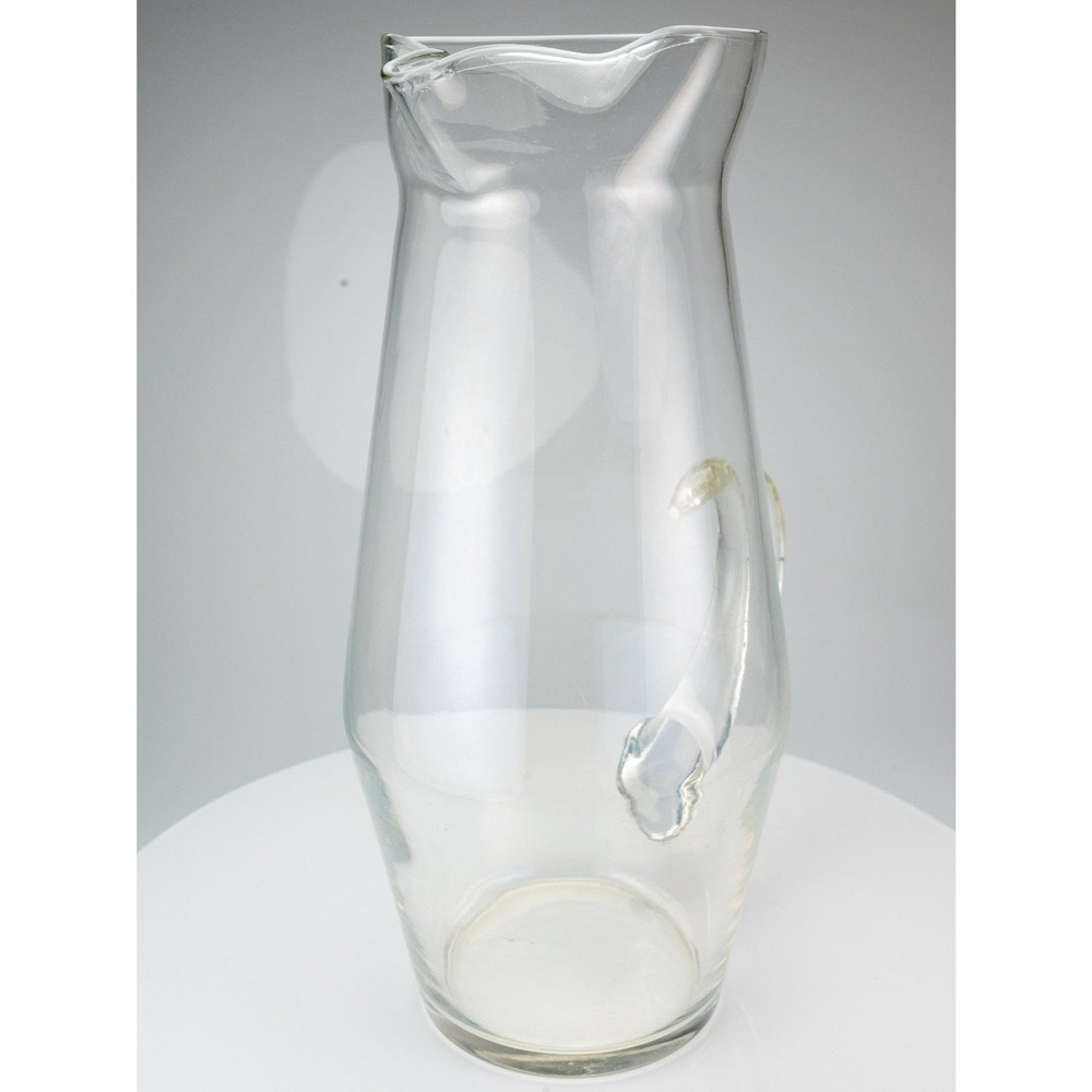 Clear Glass Beverage Pitcher with Handle and Spout