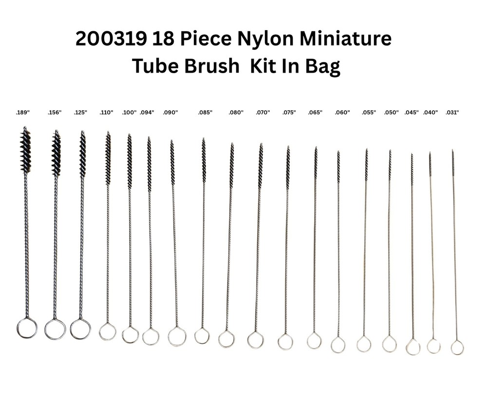 HIGHTBRUSH MINIATURE MICRO ANTI-MICROBIAL NYLON TUBE BRUSHES WITH LOOP HANDLE