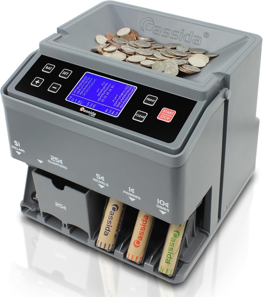 Fast Coin Counter Machine Quickload Printing Gray