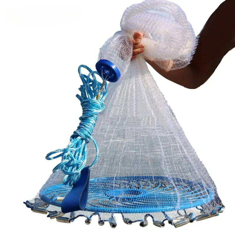Cast Net Steel Casting Net Blue Ring Small Mesh Catch Fish Casting Network