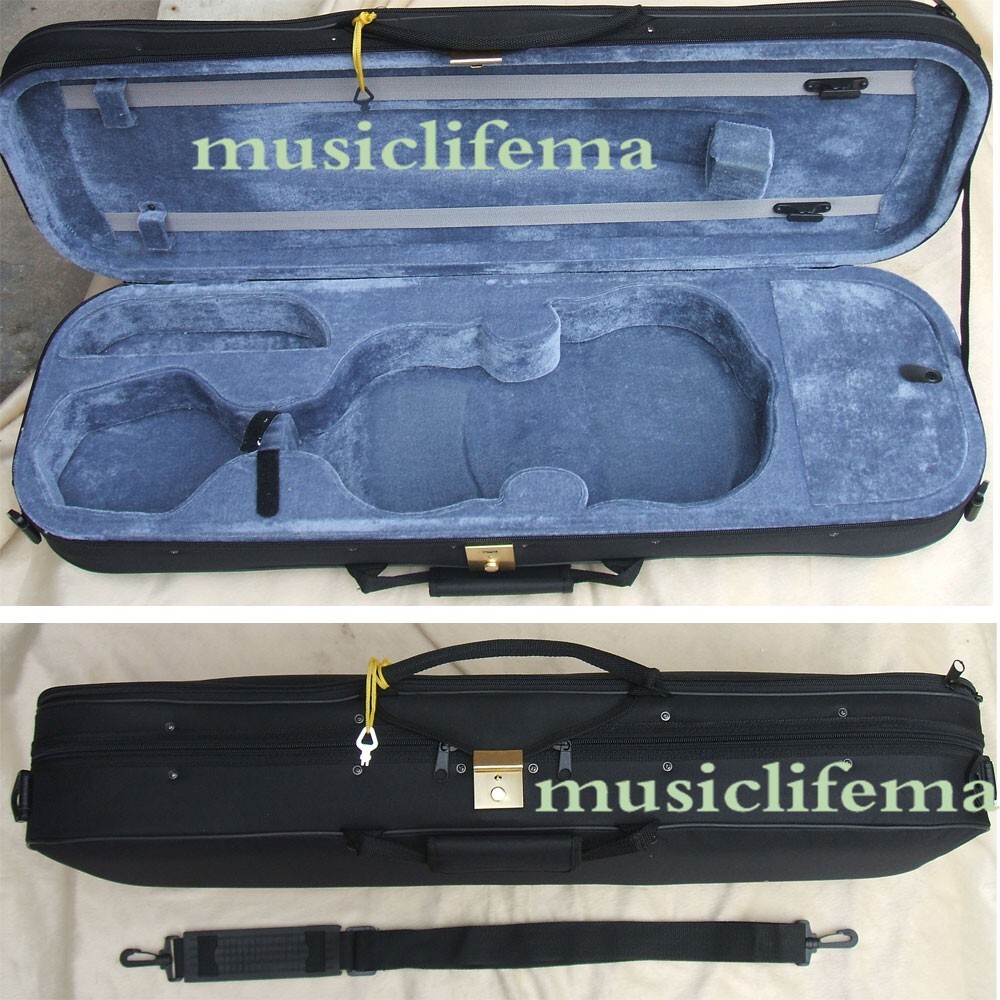 4/4 Violin Case  light weight  Strap 2 Bow Holders Strap Locker Full Size