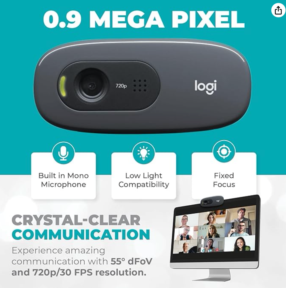 C270 Webcam Bundle - High Resolution HD 720 Logitech Webcam Camera with Micropho