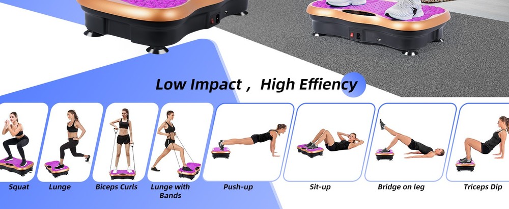 Vibration Plate W/Bands & Pull Cord, LED Touch Screen,Bluetooth for Body Workout