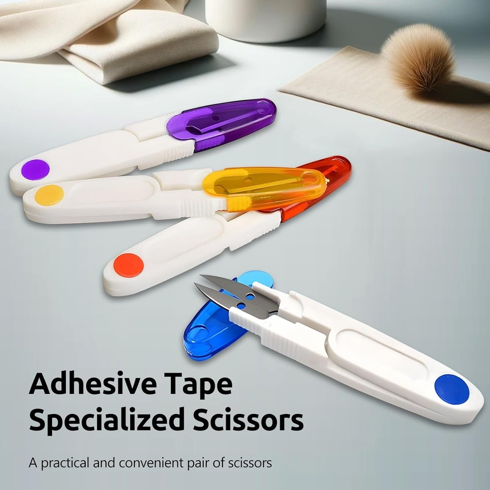 4PCS Compact 4 Inch U Shaped Portable Scissors with Protective Multicolor