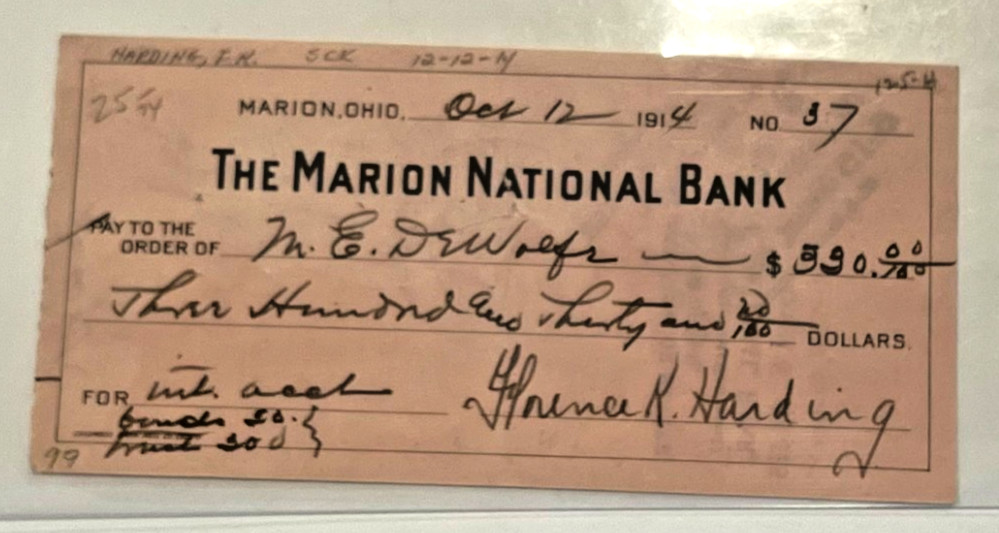 SO RARE! Authenticated Florence HARDING Original Signed Autograph Check 1914