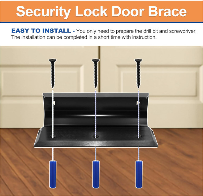 Security Lock Rectangular Door Brace Barricade House Double Safety Protection