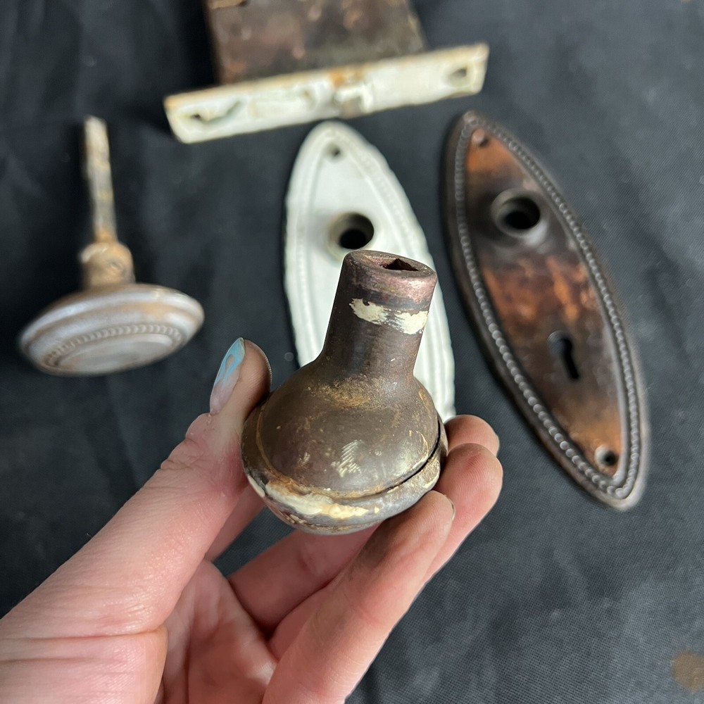 Antique Solid Brass Victorian Gilded Lock Door Knob Lock & Backplate 1900’s