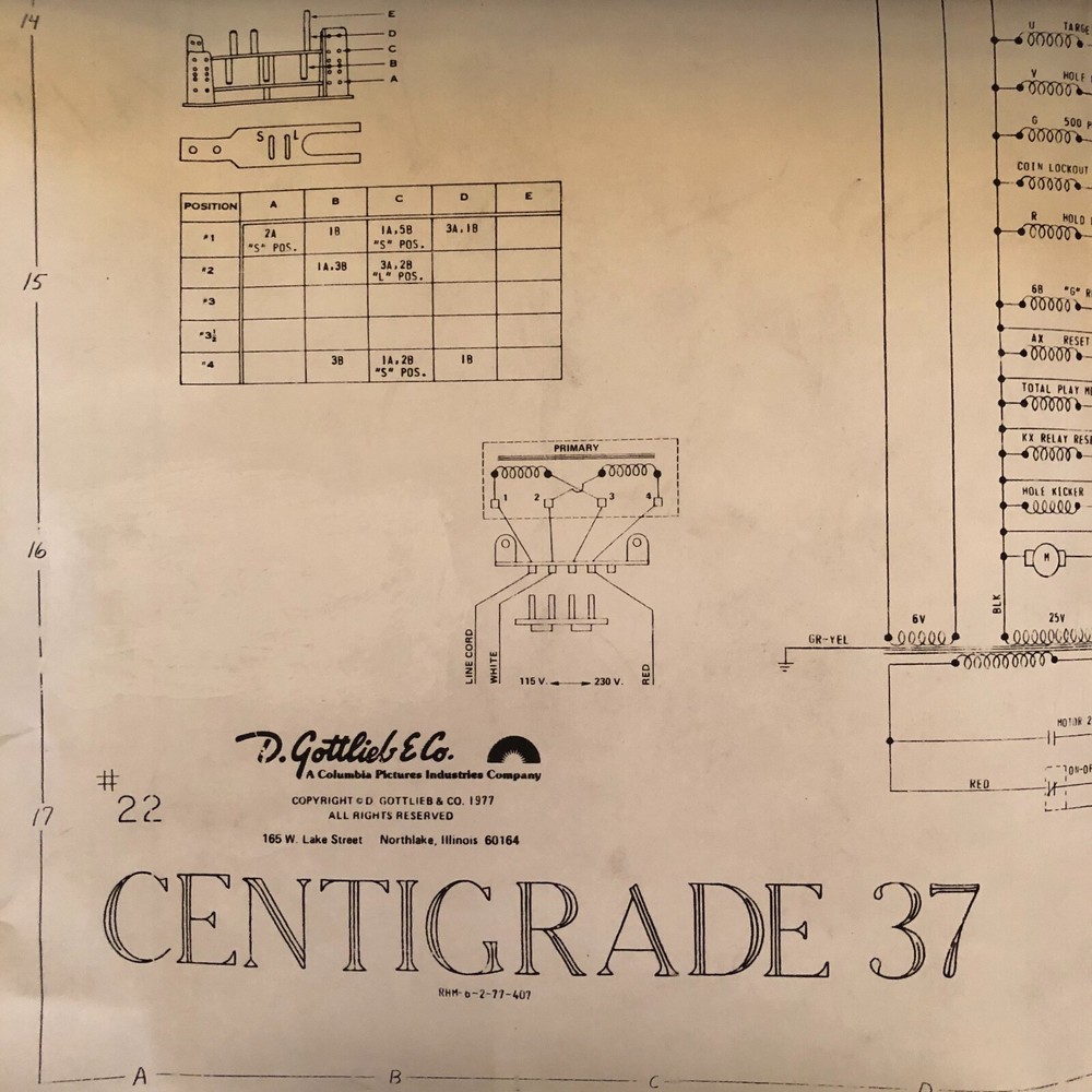 Gottlieb Centigrade 37 Pinball Machine Schematic