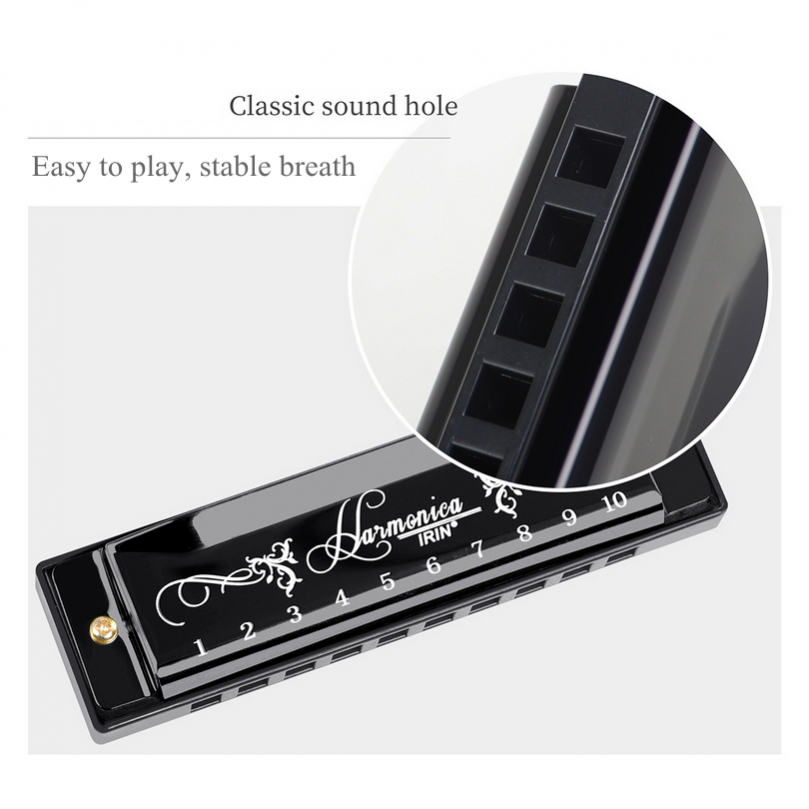 10 Hole 20 Tone KeyC Diatonic Harmonica with Case Gift for Beginner