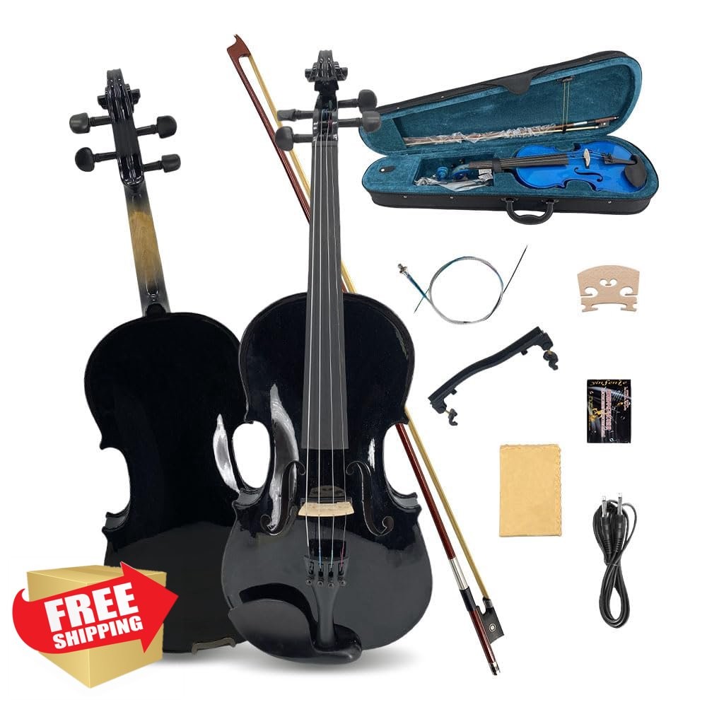 ModouString 4/4 Electric Violin Spruce Maple Ebony Black w/ Case Bow
