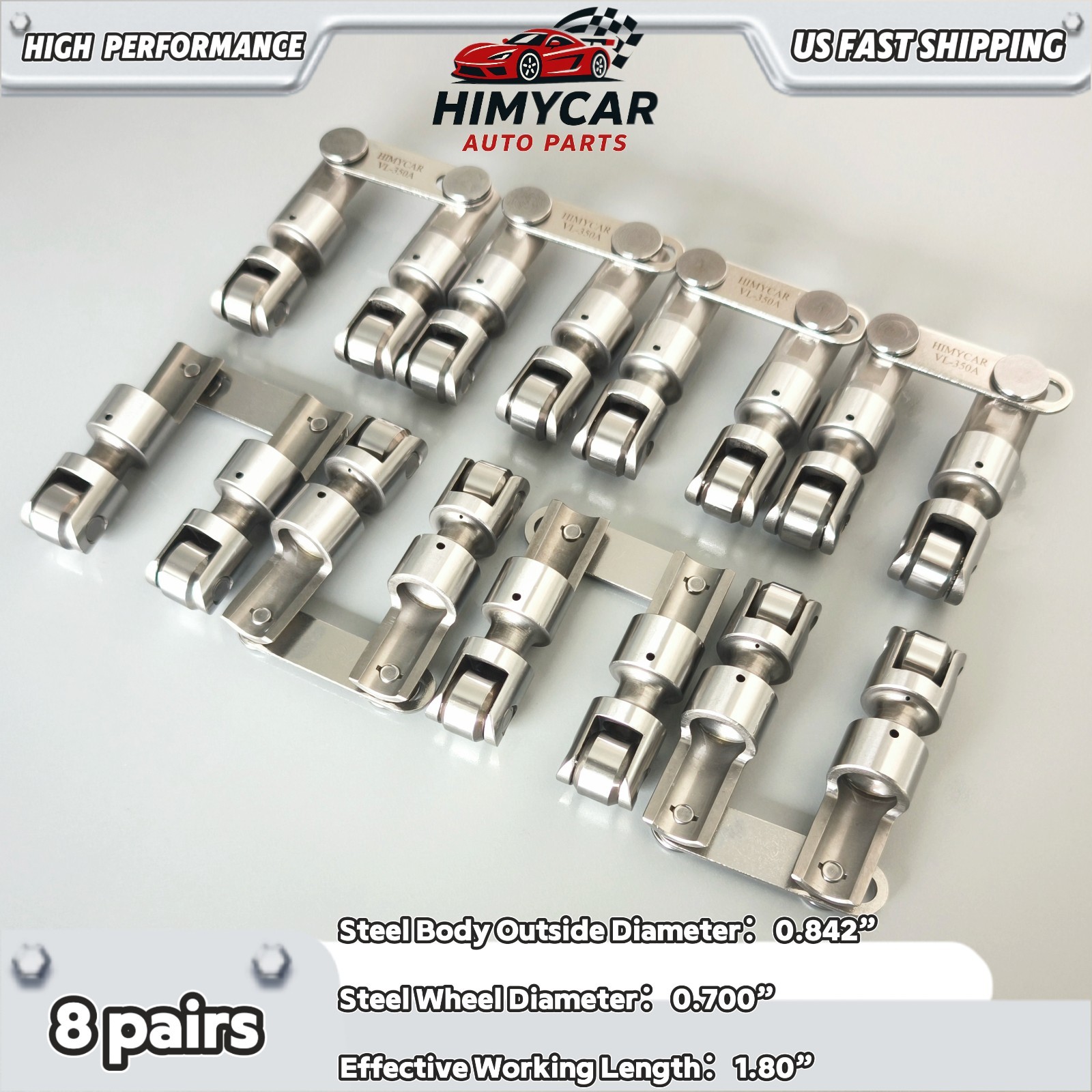 For SBC CHEVY GM 265-400 Link Bar Racing Retrofit Solid Roller Valve Lifters