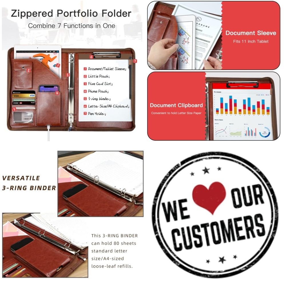 Zippered Leather Portfolio Organizer