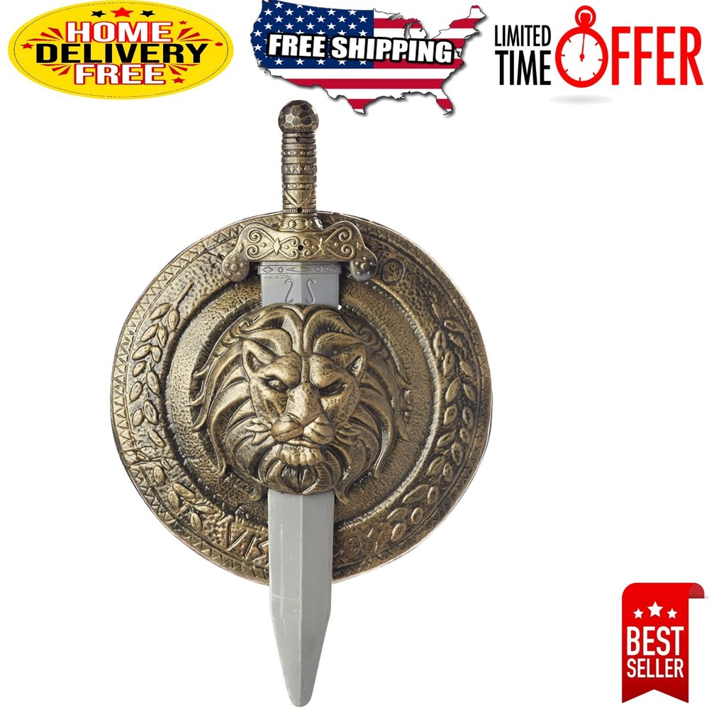 Standard Size Gladiator Shield & Sword Set with Webbing Arm Strap - Collectible