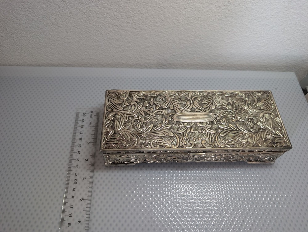 Godinger Silver Plated Oblong Jewelry Box with Mirror and Compartments