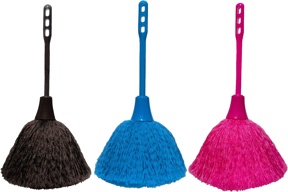 3 Pack Microfiber Delicate Duster,Comfortable Non Slip Handle, 3 Colour Washa...